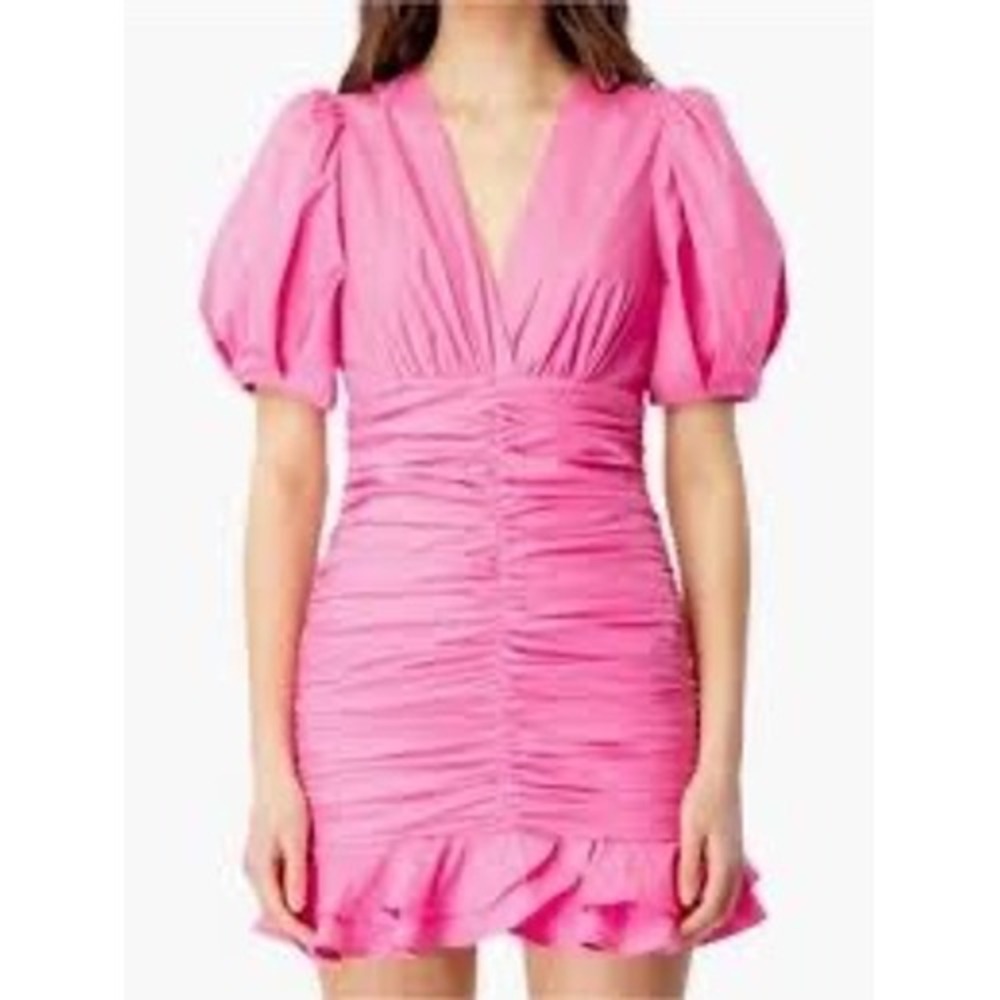 Bardot Amie Ruched Mini Dress Size 6 Candy Pink Barbiecore Barbie Preppy